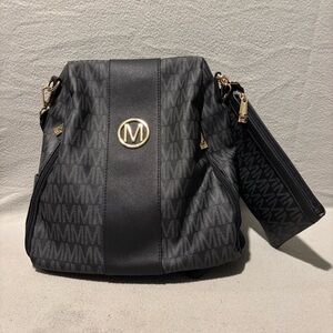 MKP COLLECTION backpack purse multi pocket anti theft 2 piece set black …NEW